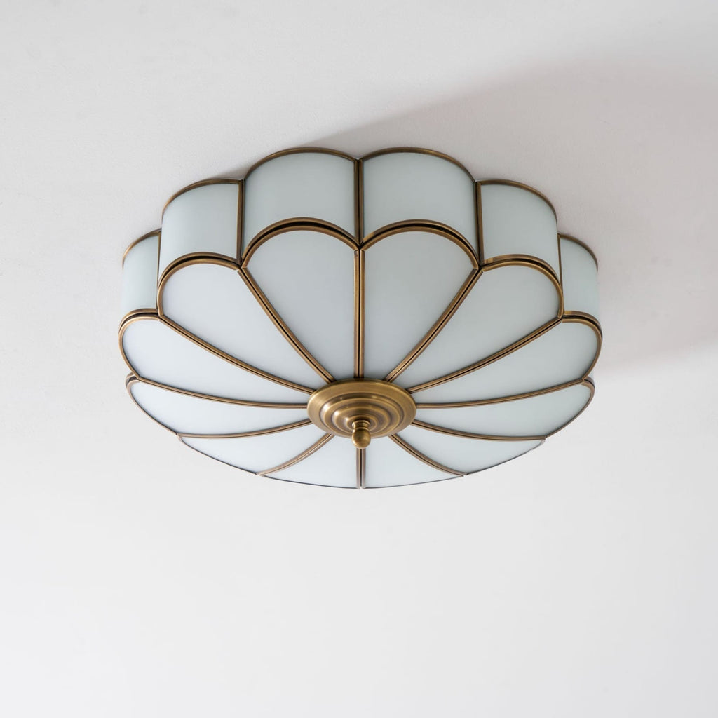 Traditional Brass and Glass Flush Mount Ceiling Light for Living Room — Greenwich Home & Living