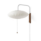 Modern Silk and Walnut Wood Wall Light for Bedroom and Living Room in Style D - ∅ 16" x 9" (40 x 22 cm) — Greenwich Home & Living