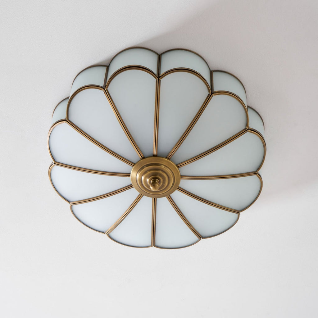 Traditional Brass and Glass Flush Mount Ceiling Light for Living Room — Greenwich Home & Living