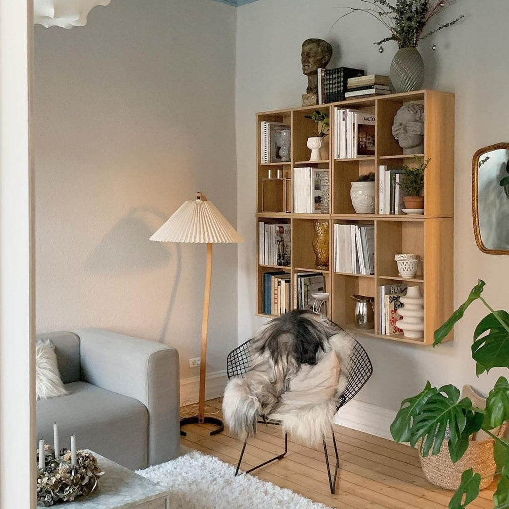 Scandinavian Wood Floor Lamp With Fabric Shade for Living Room — Greenwich Home & Living