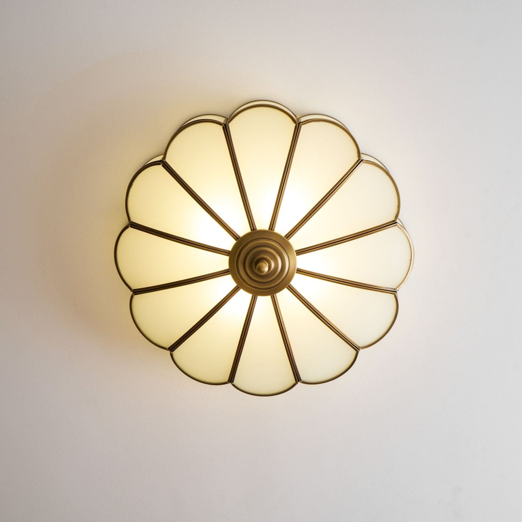 Traditional Brass and Glass Flush Mount Ceiling Light for Living Room — Greenwich Home & Living