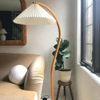 Scandinavian Wood Floor Lamp With Fabric Shade for Living Room — Greenwich Home & Living