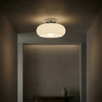Contemporary Glass Semi-Flush Mount Ceiling Light for Living Room in Chrome White — Greenwich Home & Living