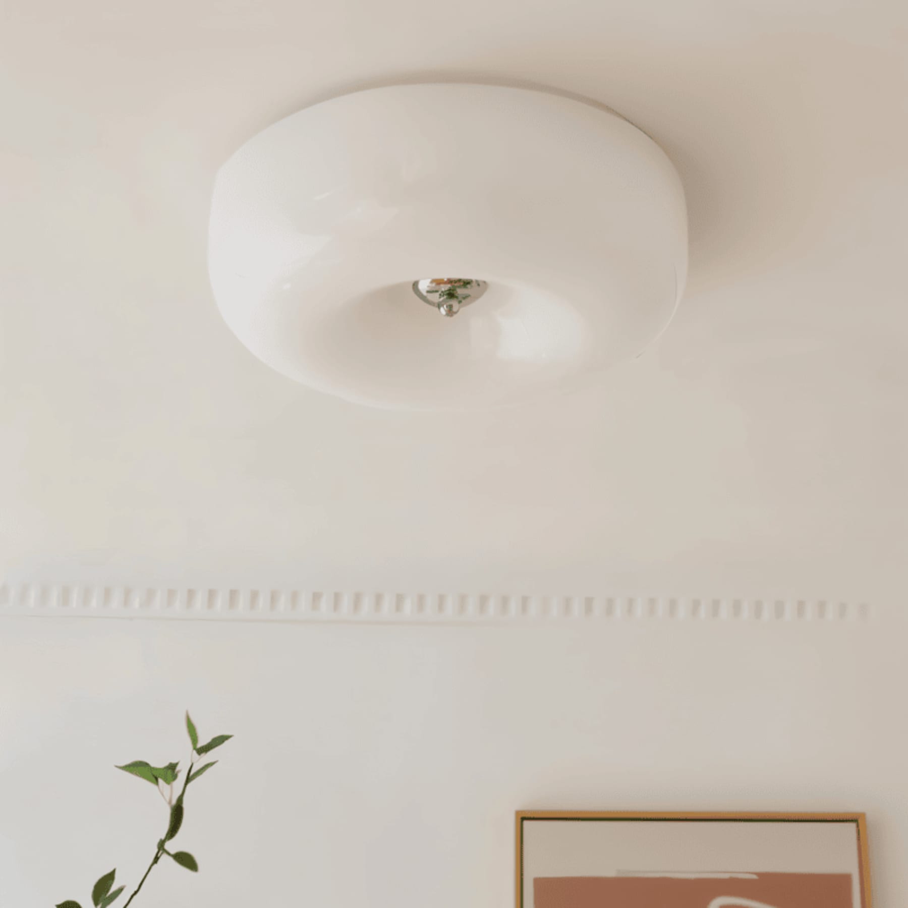 Retro Glass Flush Mount Ceiling Light With Selectable Color Temperature for Living Room in White — Greenwich Home & Living