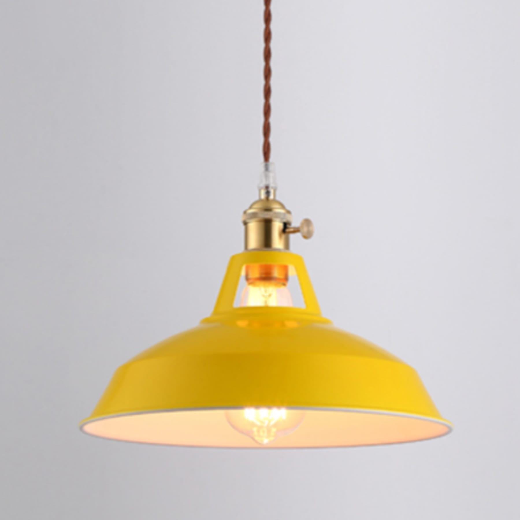 Industrial Metal Pendant Light With Warm Glow for Kitchen and Dining Room in Yellow — Greenwich Home & Living