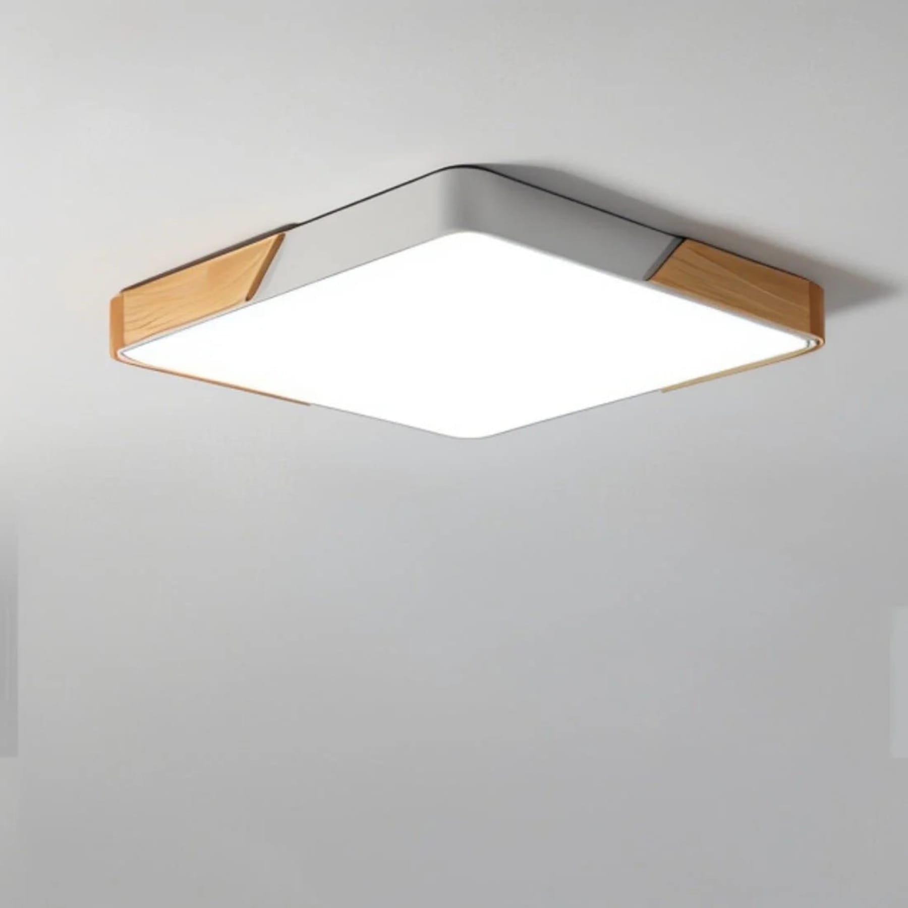 Minimalist Wood Flush Mount Ceiling Light With Stepless Dimming in Gray — Greenwich Home & Living