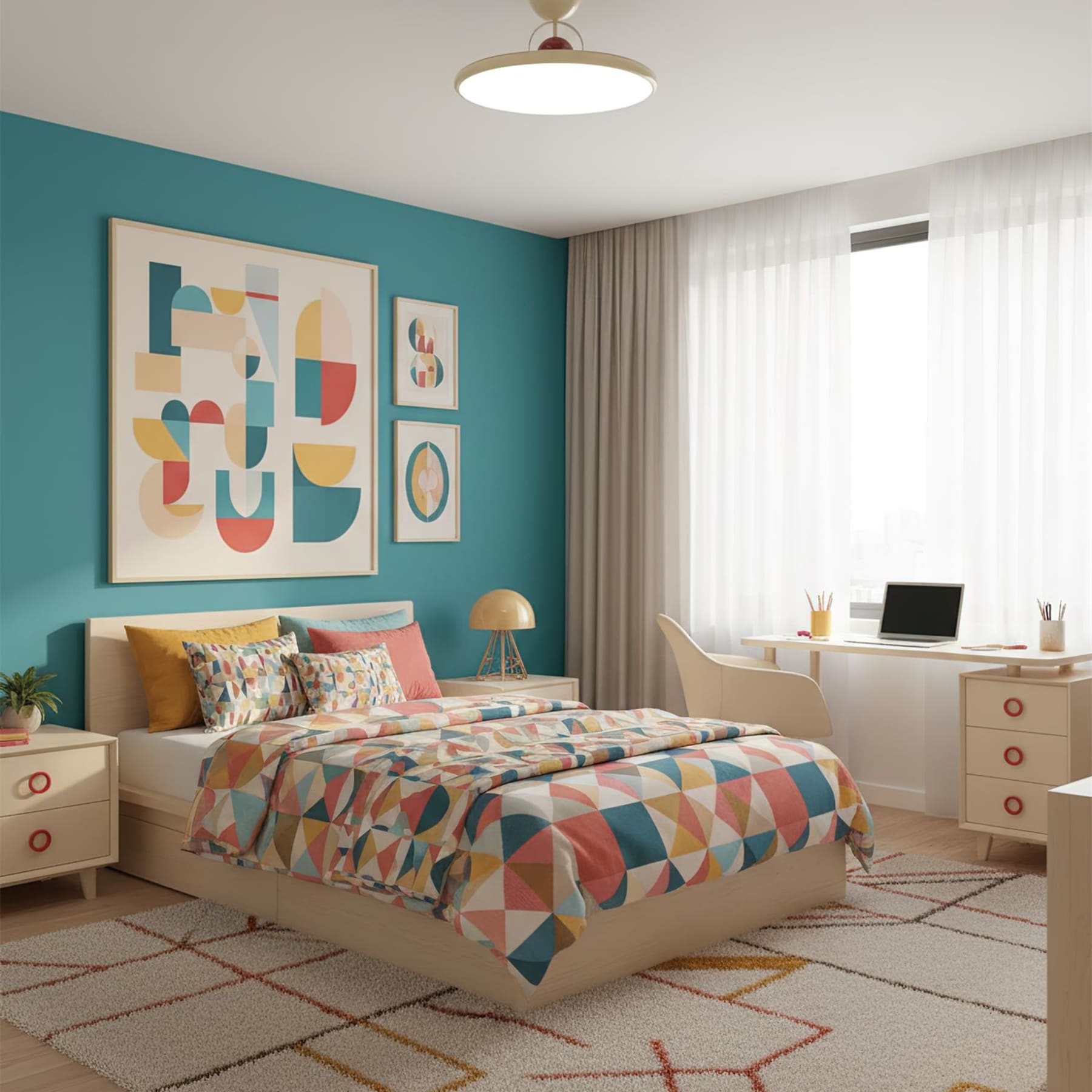 Retro Iron and Acrylic Semi-Flush Ceiling Light With Dimmable Color — Greenwich Home & Living