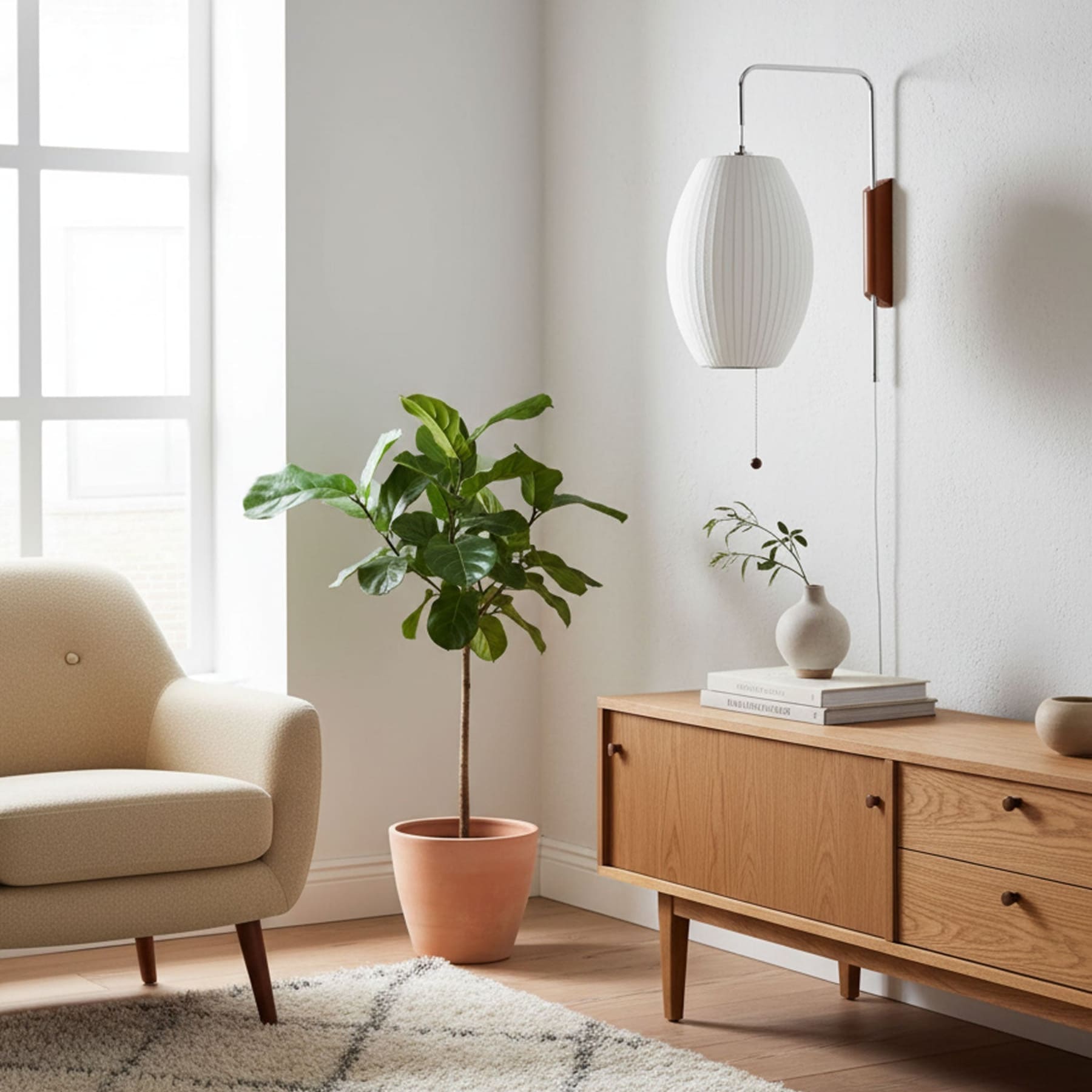 Modern Silk and Walnut Wood Wall Light for Bedroom and Living Room — Greenwich Home & Living