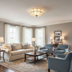 Traditional Brass and Glass Flush Mount Ceiling Light for Living Room — Greenwich Home & Living