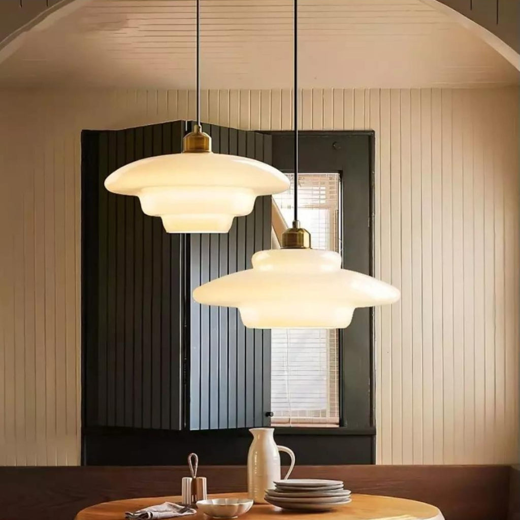 Retro Glass Pendant Light With Warm White Bulb Included for Dining Room — Greenwich Home & Living