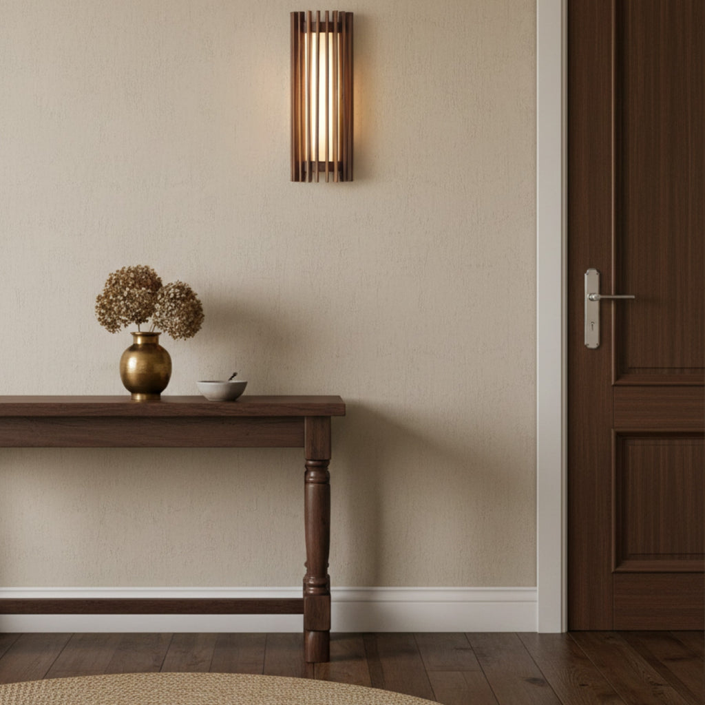 Contemporary Acrylic and Wood Wall Light With Tri-Color Lighting — Greenwich Home & Living