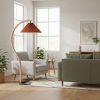 Scandinavian Wood Floor Lamp With Fabric Shade for Living Room — Greenwich Home & Living