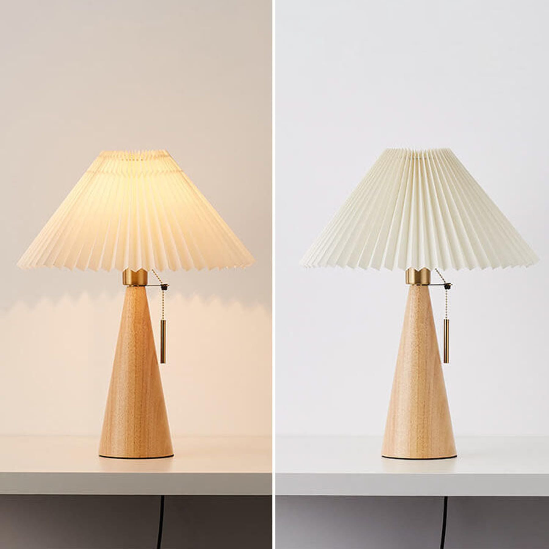 Scandinavian Wood Table Lamp With Fabric Shade — Greenwich Home & Living