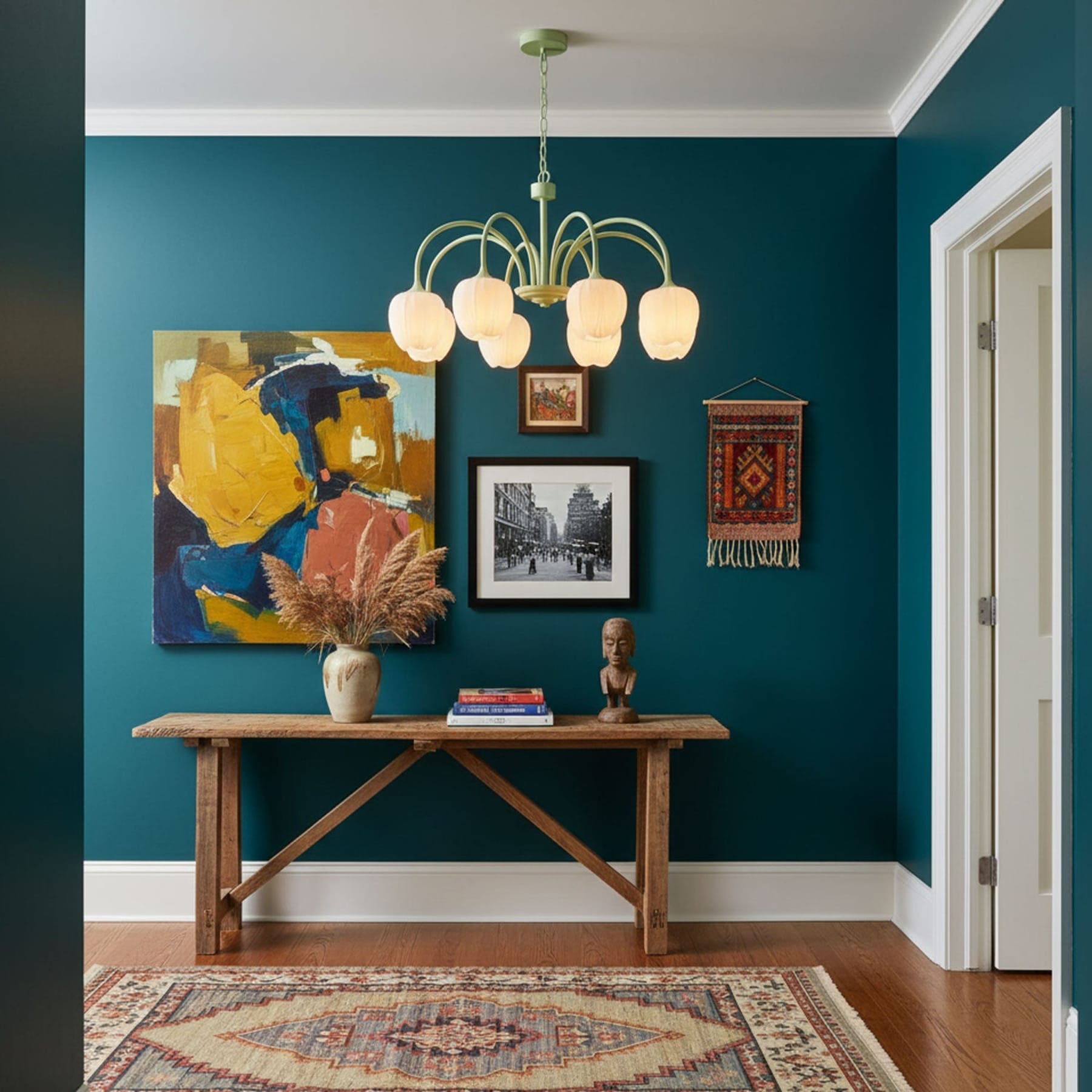 Retro Metal and Glass Chandelier With Selectable Color Light for Living and Dining Rooms — Greenwich Home & Living