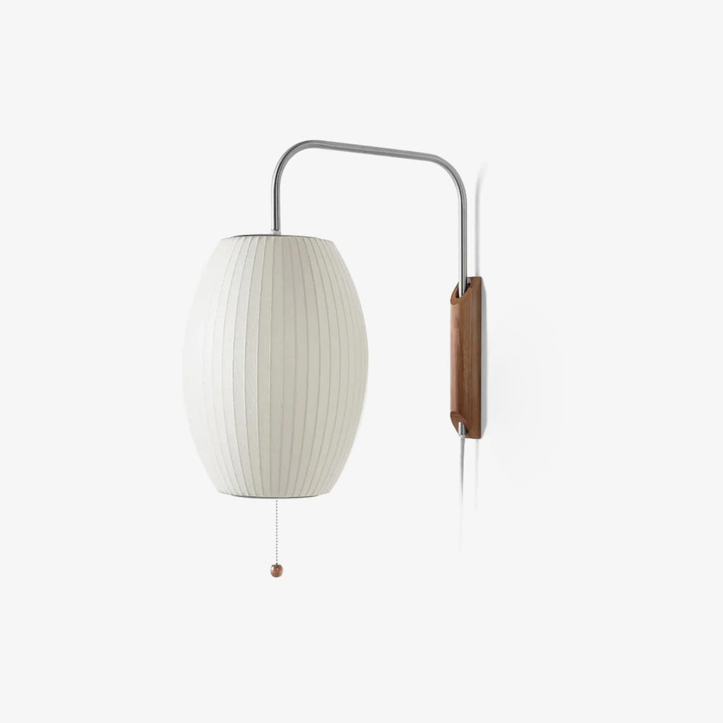 Modern Silk and Walnut Wood Wall Light for Bedroom and Living Room — Greenwich Home & Living