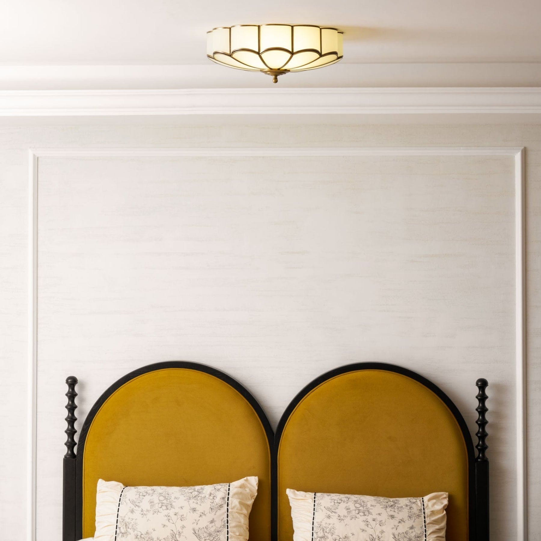 Traditional Brass and Glass Flush Mount Ceiling Light for Living Room — Greenwich Home & Living