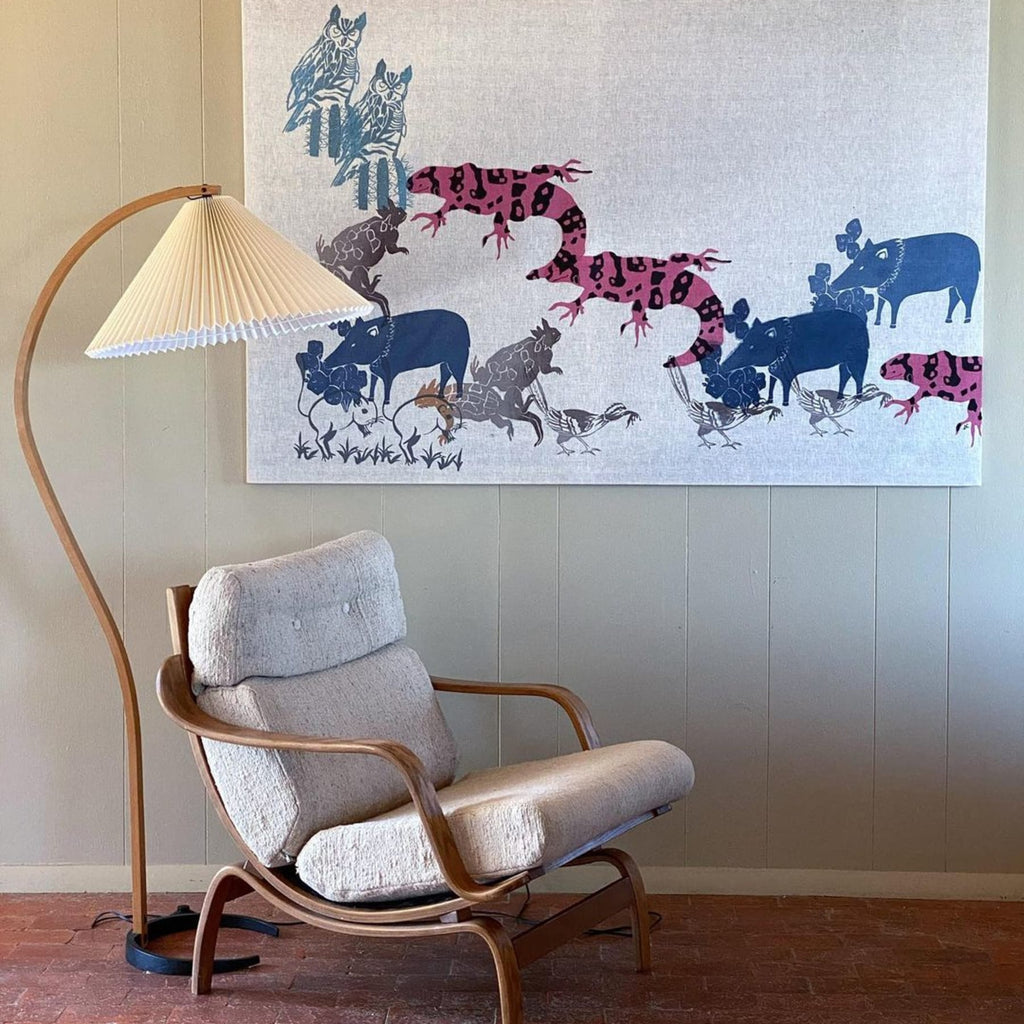 Scandinavian Wood Floor Lamp With Fabric Shade for Living Room — Greenwich Home & Living