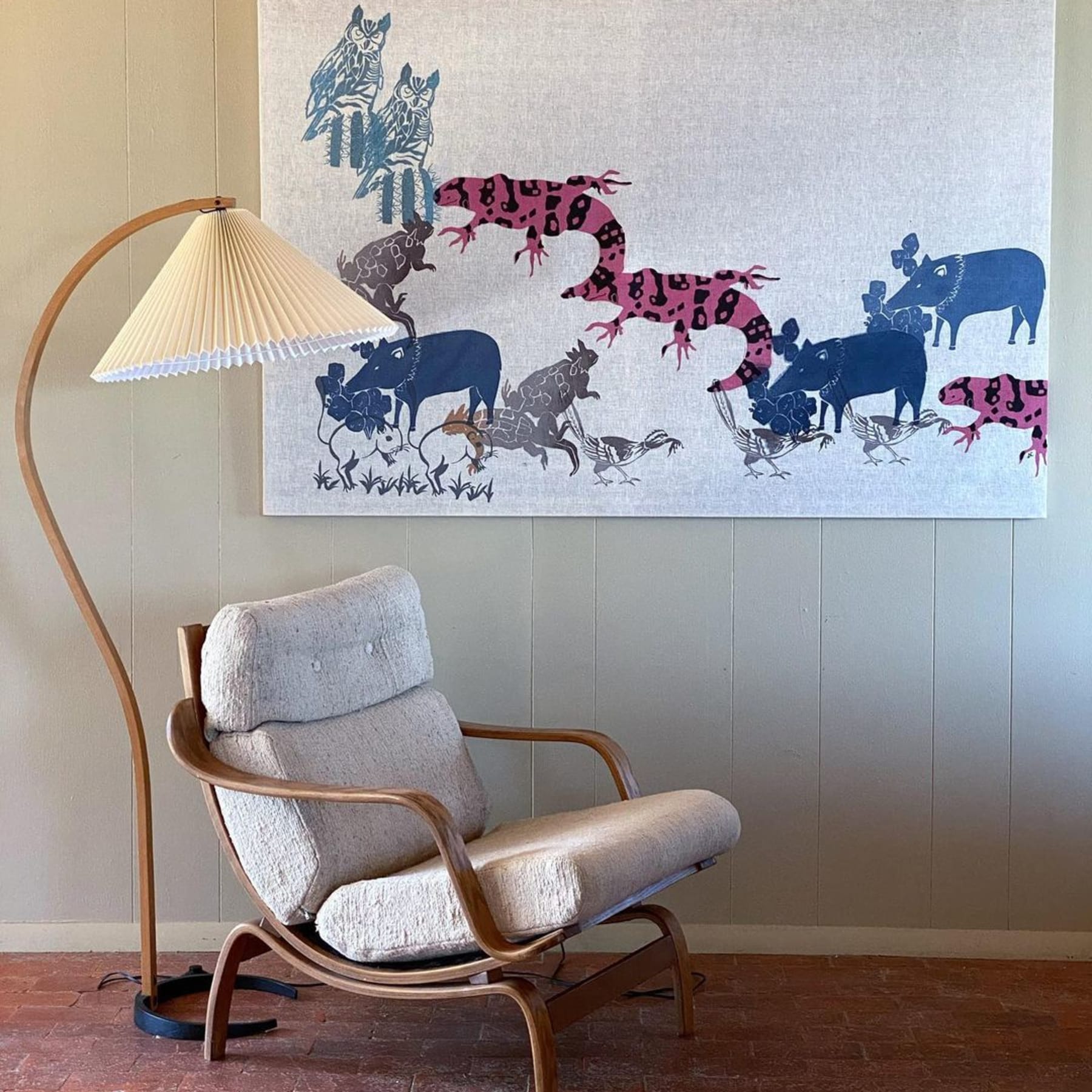 Scandinavian Wood Floor Lamp With Fabric Shade for Living Room — Greenwich Home & Living