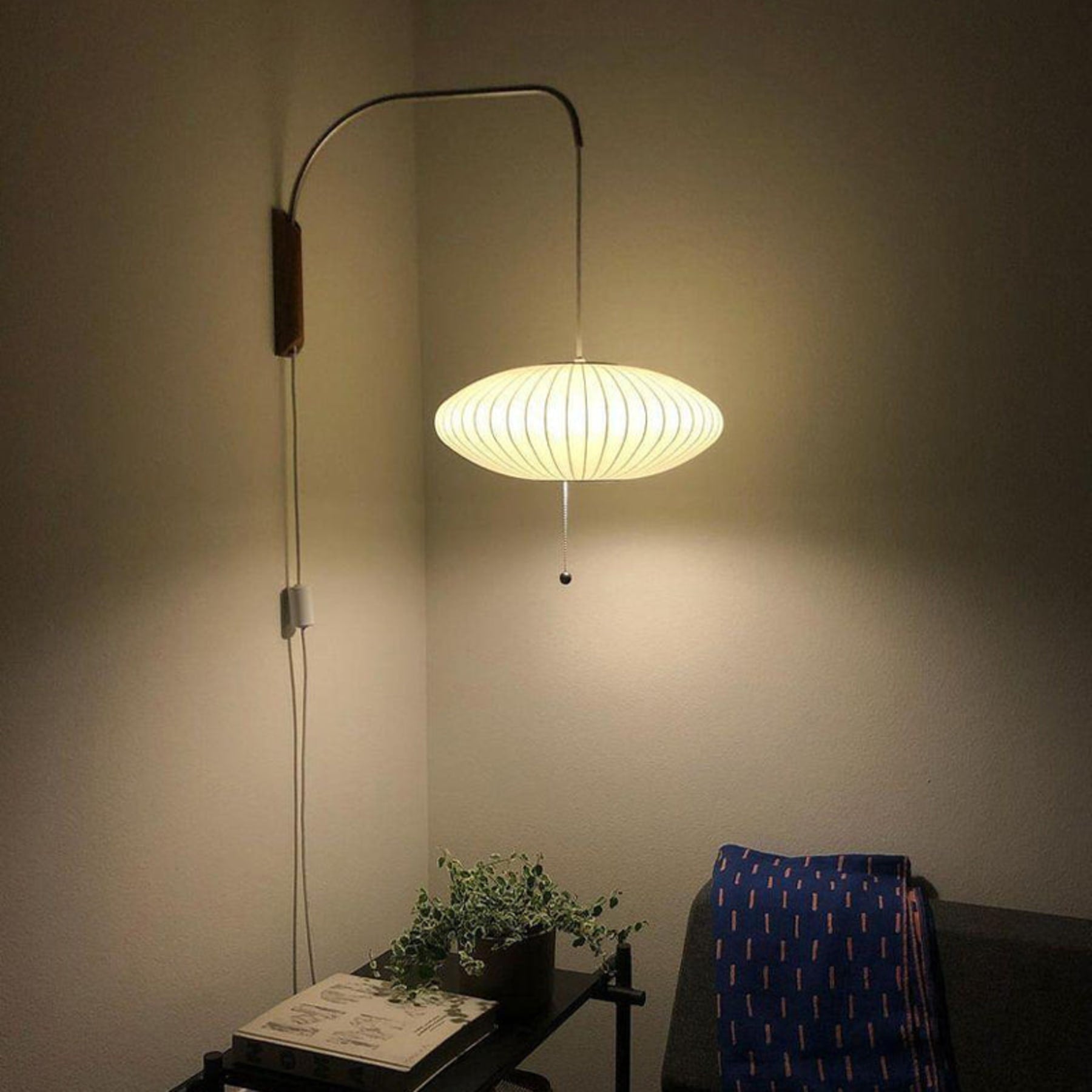 Modern Silk and Walnut Wood Wall Light for Bedroom and Living Room — Greenwich Home & Living
