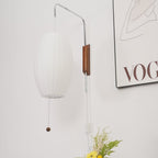 Modern Silk and Walnut Wood Wall Light for Bedroom and Living Room — Greenwich Home & Living