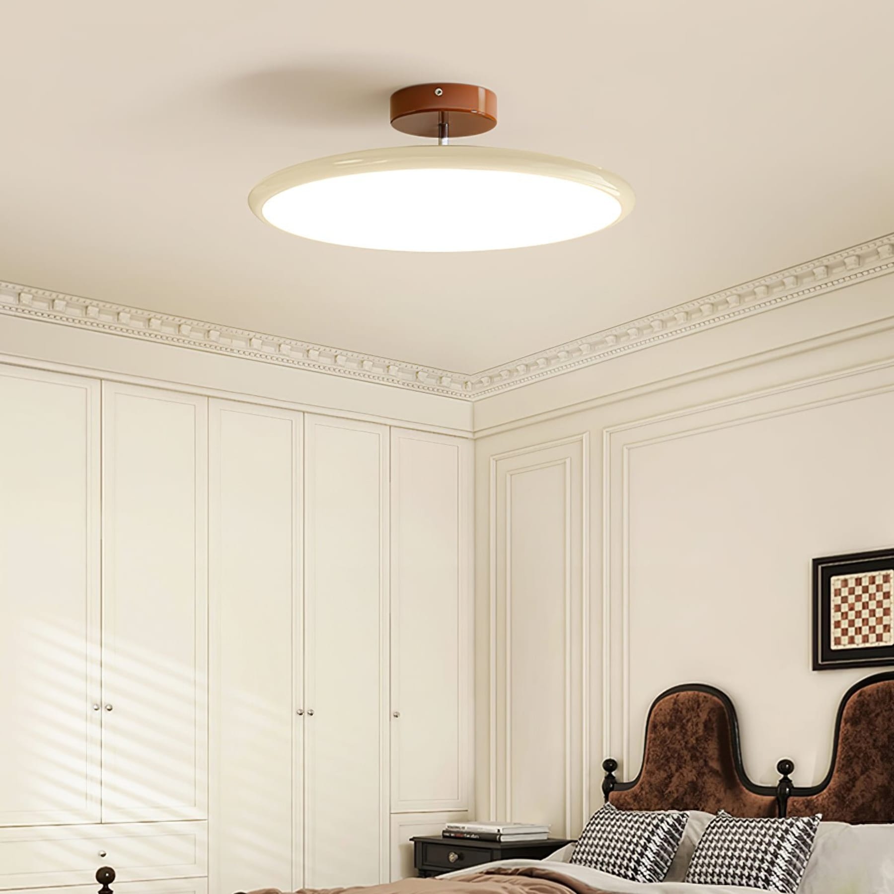 Retro Metal Semi-Flush Mount Ceiling Light With Three-Color Light — Greenwich Home & Living