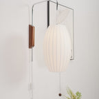 Modern Silk and Walnut Wood Wall Light for Bedroom and Living Room — Greenwich Home & Living