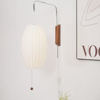 Modern Silk and Walnut Wood Wall Light for Bedroom and Living Room — Greenwich Home & Living