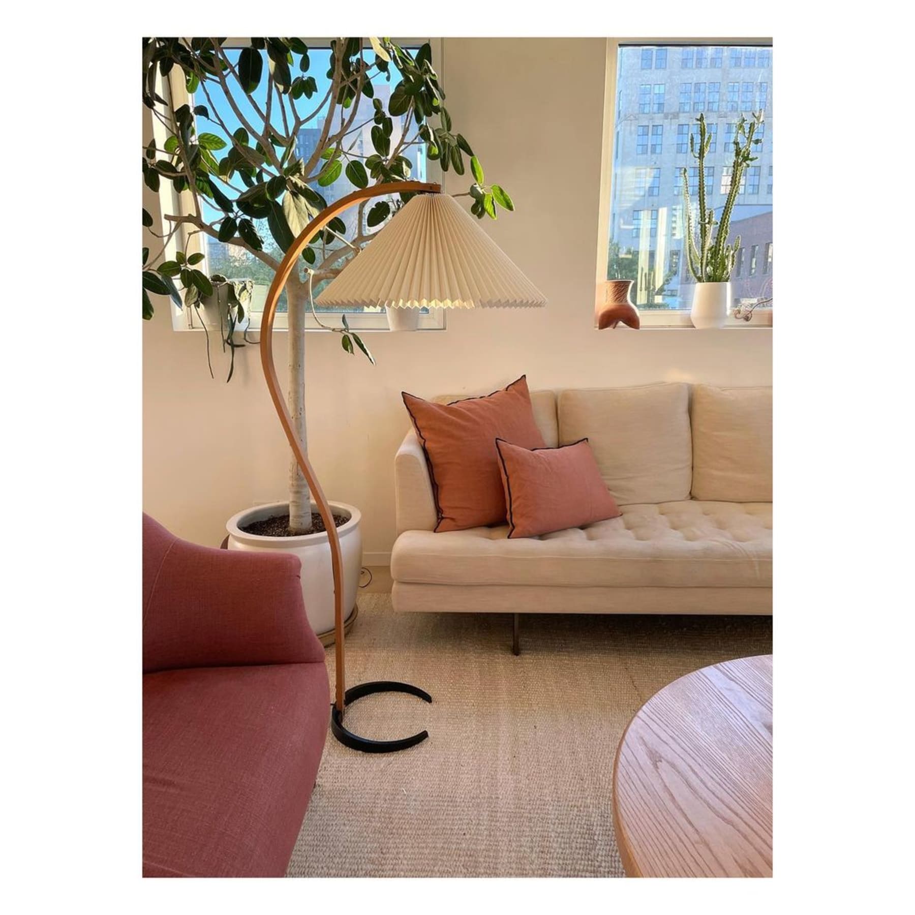 Scandinavian Wood Floor Lamp With Fabric Shade for Living Room — Greenwich Home & Living