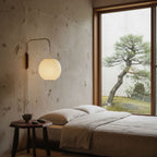 Modern Silk and Walnut Wood Wall Light for Bedroom and Living Room — Greenwich Home & Living