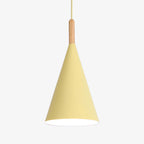 Scandinavian Wood And Aluminum Pendant Light With Three-Color Light For Dining Room in Yellow — Greenwich Home & Living