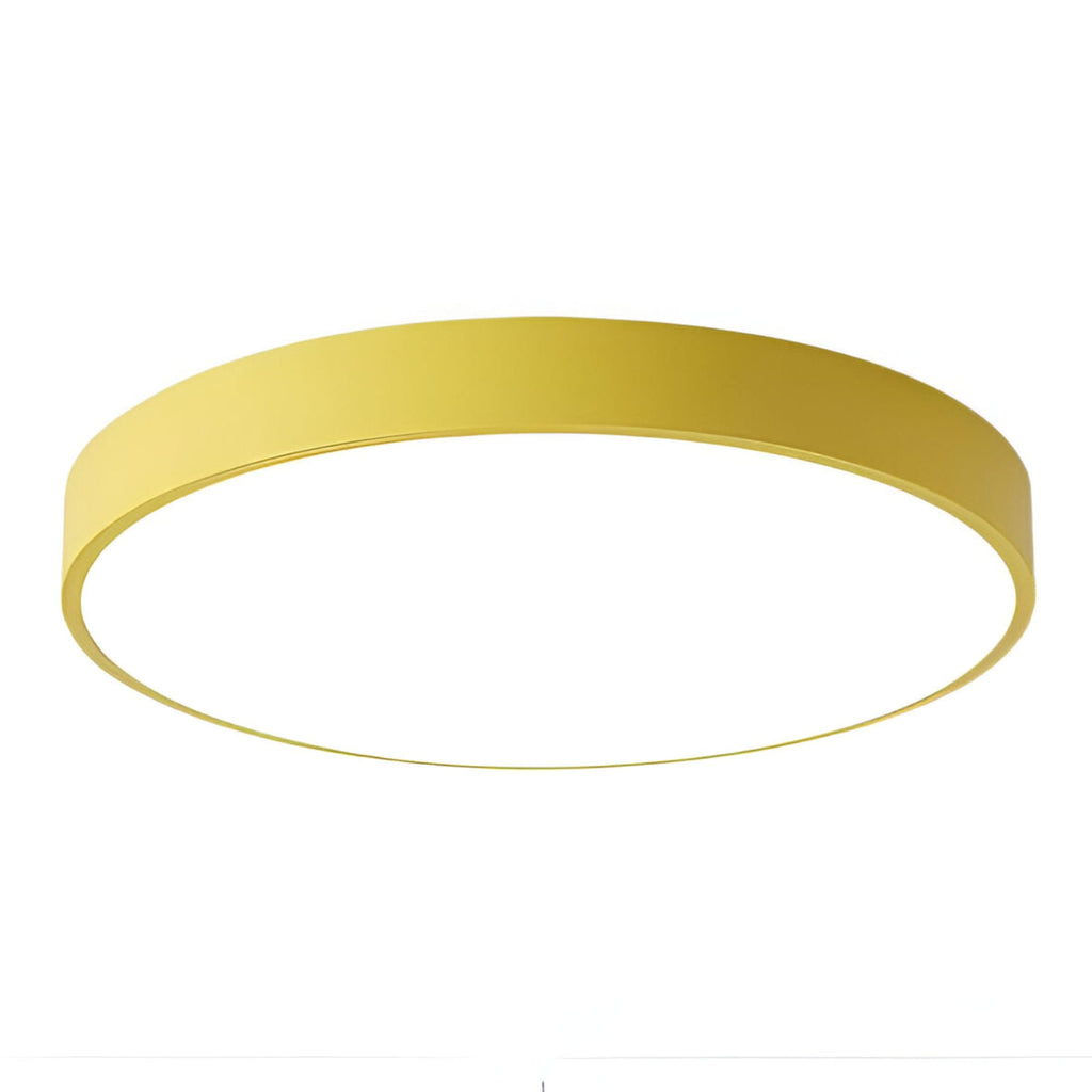 Minimalist Metal Flush Mount Ceiling Light With Tri-Color Dimming in Yellow — Greenwich Home & Living