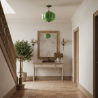 Retro Wrought Iron and Glass Semi-Flush Ceiling Light With Tri-Color Light — Greenwich Home & Living