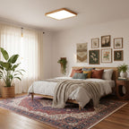 Minimalist Solid Wood Flush Mount Ceiling Light With Tri-Color Lighting — Greenwich Home & Living