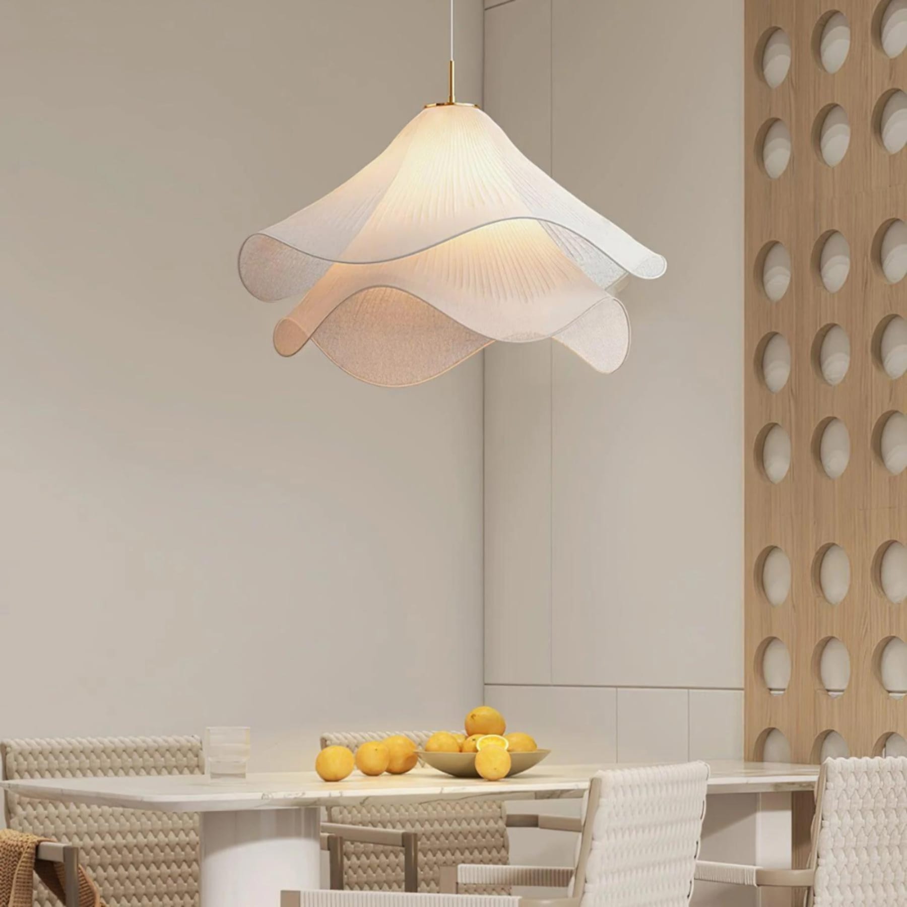 Contemporary Fabric Pendant Light With Dimmable Color Options for Living Room — Greenwich Home & Living