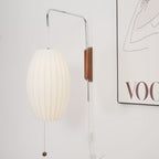 Modern Silk and Walnut Wood Wall Light for Bedroom and Living Room — Greenwich Home & Living
