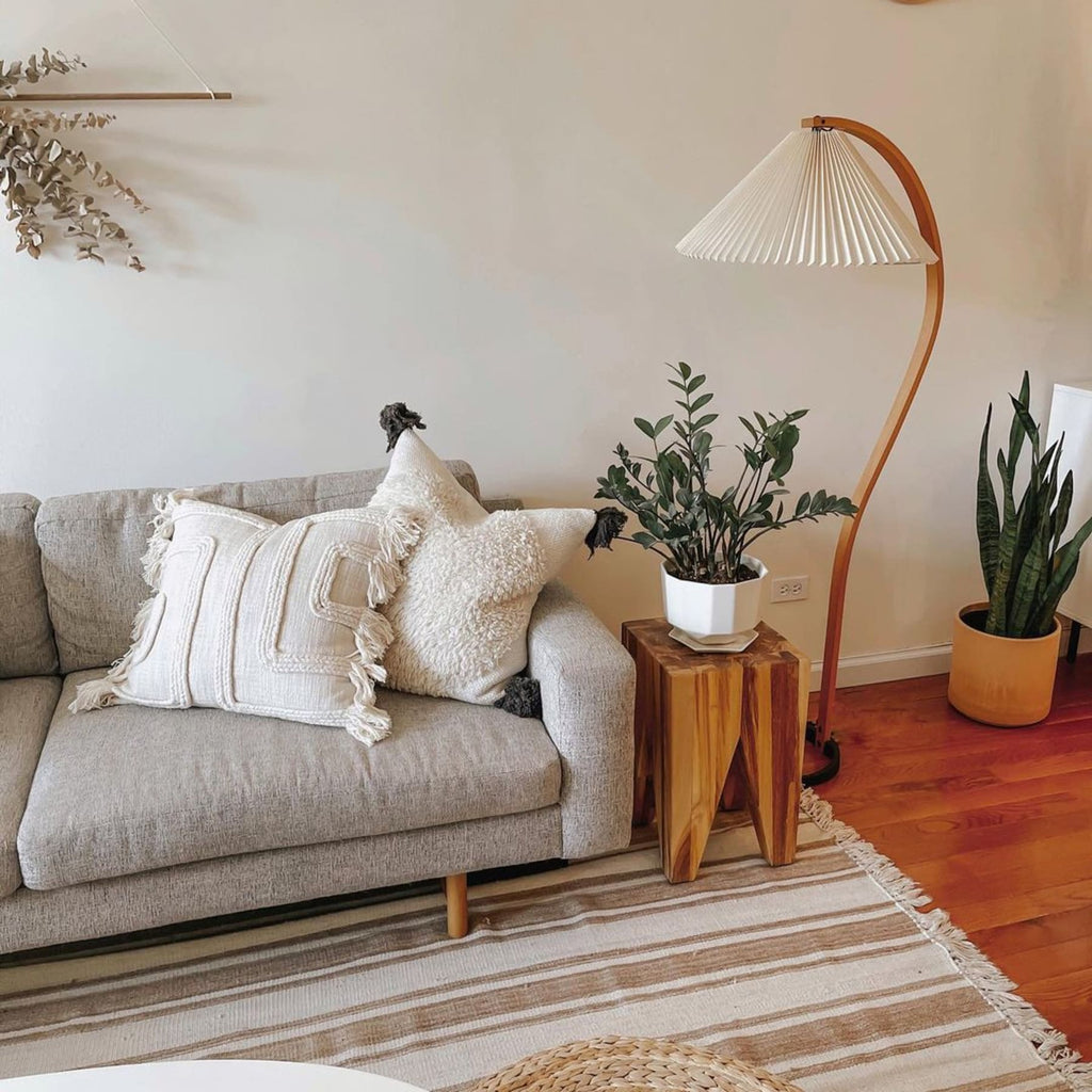 Scandinavian Wood Floor Lamp With Fabric Shade for Living Room — Greenwich Home & Living