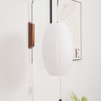 Modern Silk and Walnut Wood Wall Light for Bedroom and Living Room — Greenwich Home & Living