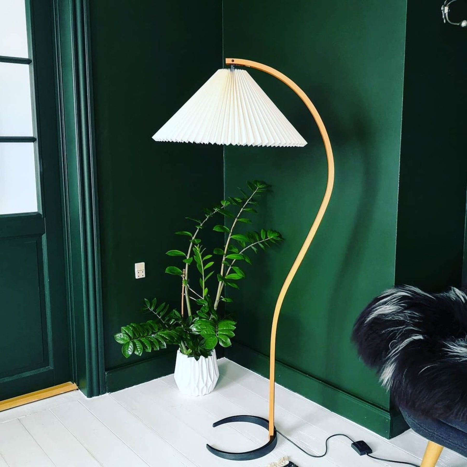 Scandinavian Wood Floor Lamp With Fabric Shade for Living Room — Greenwich Home & Living