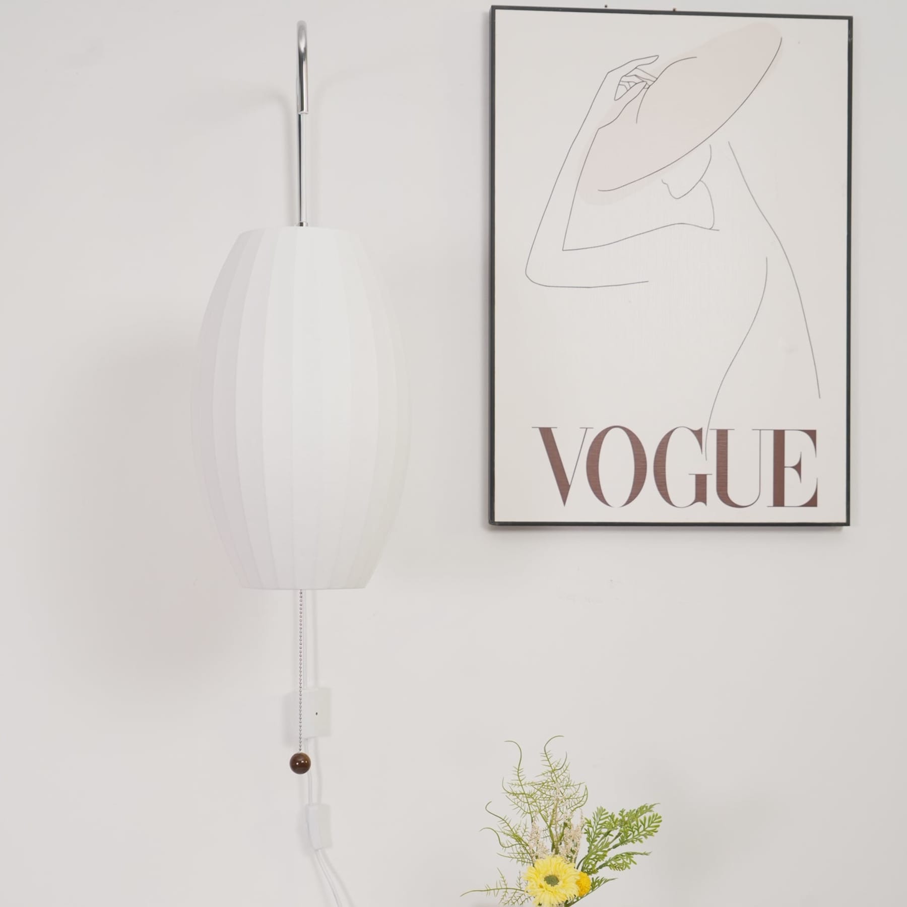 Modern Silk and Walnut Wood Wall Light for Bedroom and Living Room — Greenwich Home & Living