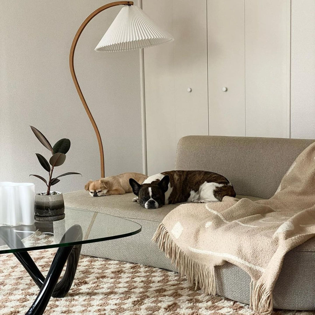 Scandinavian Wood Floor Lamp With Fabric Shade for Living Room — Greenwich Home & Living