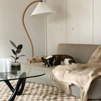Scandinavian Wood Floor Lamp With Fabric Shade for Living Room — Greenwich Home & Living