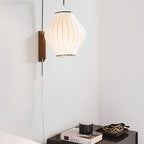 Modern Silk and Walnut Wood Wall Light for Bedroom and Living Room — Greenwich Home & Living