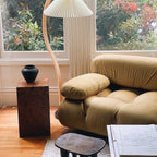 Scandinavian Wood Floor Lamp With Fabric Shade for Living Room — Greenwich Home & Living