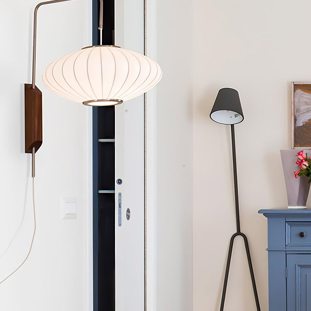 Modern Silk and Walnut Wood Wall Light for Bedroom and Living Room — Greenwich Home & Living