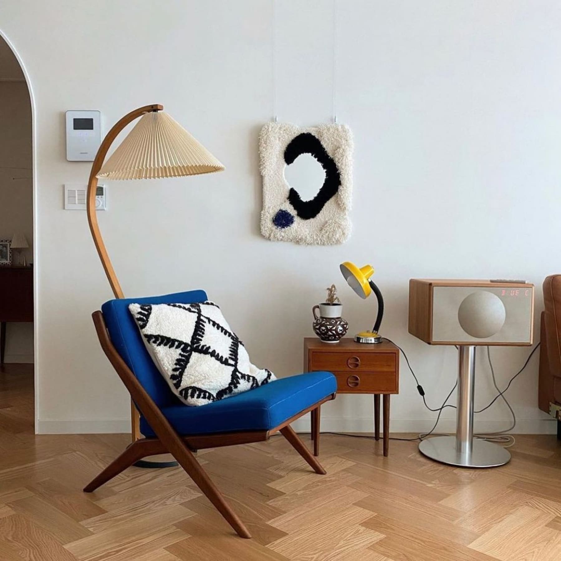 Scandinavian Wood Floor Lamp With Fabric Shade for Living Room — Greenwich Home & Living
