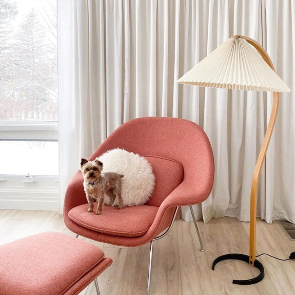Scandinavian Wood Floor Lamp With Fabric Shade for Living Room — Greenwich Home & Living