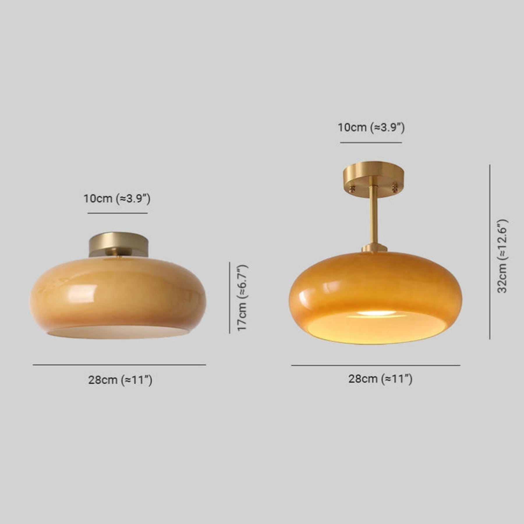 Contemporary Glass Semi-Flush Mount Ceiling Light for Living Room — Greenwich Home & Living