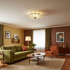 Traditional Brass and Glass Flush Mount Ceiling Light for Living Room — Greenwich Home & Living