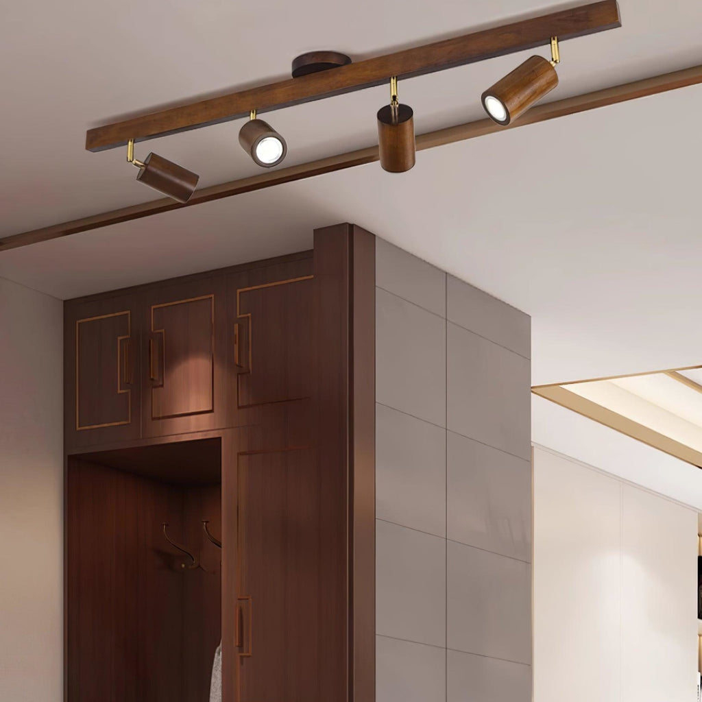 Modern Linear Walnut Wood Ceiling Light With Selectable Color Temperature — Greenwich Home & Living