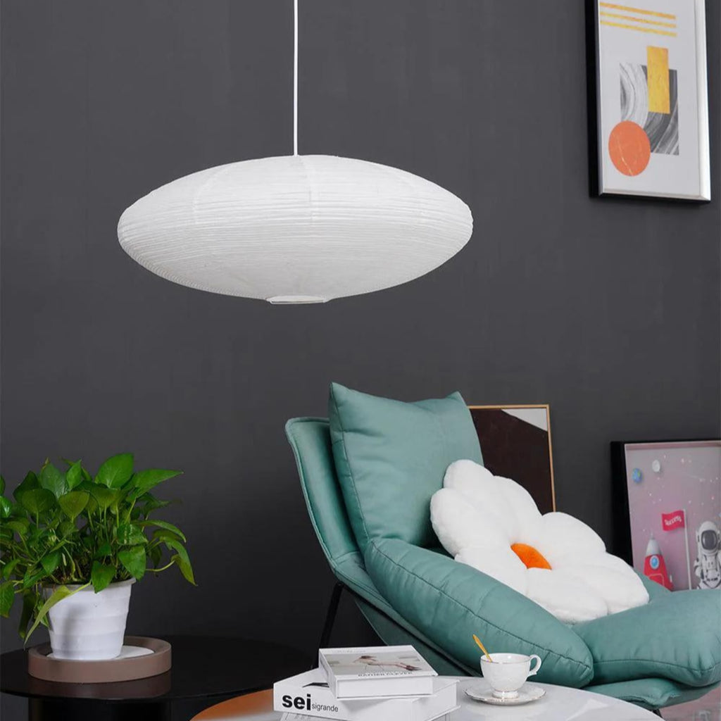 Bohemian Rattan Pendant Light With Xuan Paper Shade for Living Room — Greenwich Home & Living